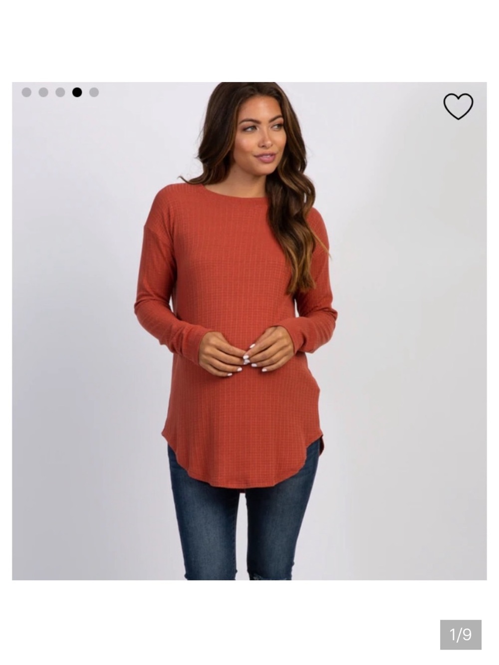 Rust Long Sleeve Ribbed Maternity Top